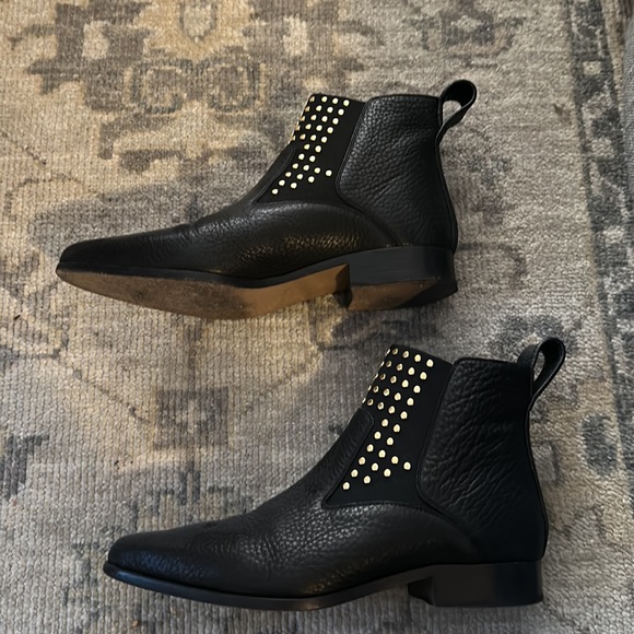 Chloe black gold studded Drew Chelsea boots booties 37.5 - Picture 4 of 8